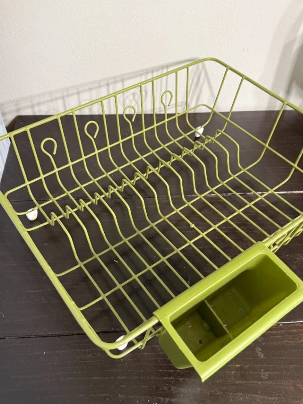 Vtg 1970s Rubbermaid Avocado Green Coated Dish Drainer Rack Silverware 2909 MCM